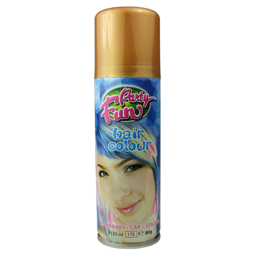 PARTY FUN Colour Hair Spray Gold 125ml Salon Cosmetics
