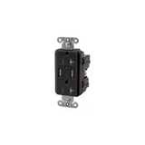 Hubbell Wiring Device-Kellems USB15X2BK Combination USB Charger and Receptacle Hubbell Wiring Device-Kellems USB15X2BK Combination USB Charger and Receptacle