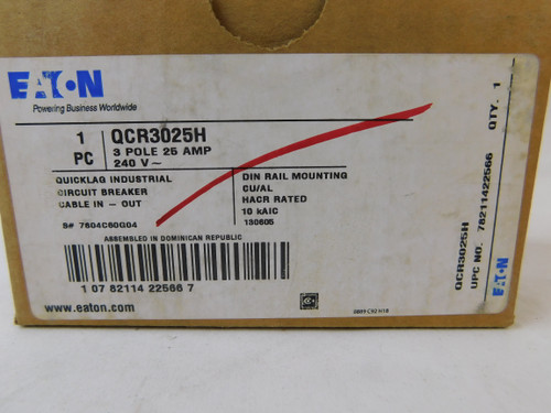 Eaton QCR3025H Miniature Circuit Breakers MCBs