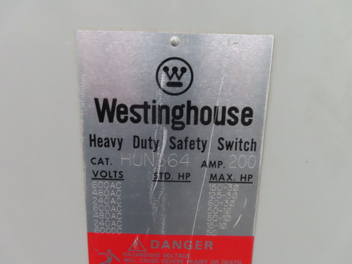 Westinghouse HUN364 Heavy Duty Safety Switches Westinghouse HUN364 Heavy Duty Safety Switches