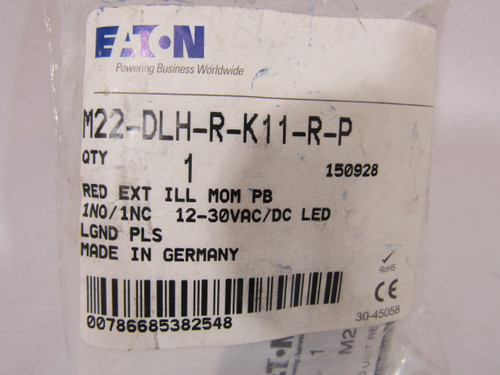 Eaton M22-DLH-R-K11-R-P Illuminated Pushbutton Eaton M22-DLH-R-K11-R-P Illuminated Pushbutton