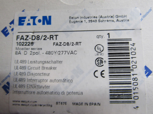 Eaton FAZ-D8/2-RT Miniature Circuit Breakers (MCBs)