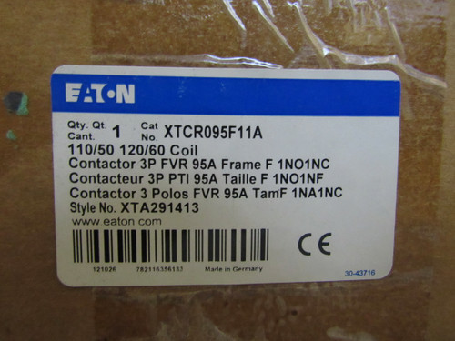 Eaton NSB XTCR095F11A Other Contactors 3P 95A 120V 50/60Hz F Frame 1NO 1NC
