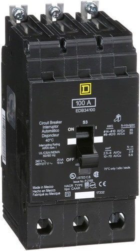 Square D EDB34100 Miniature Circuit Breakers (MCBs)