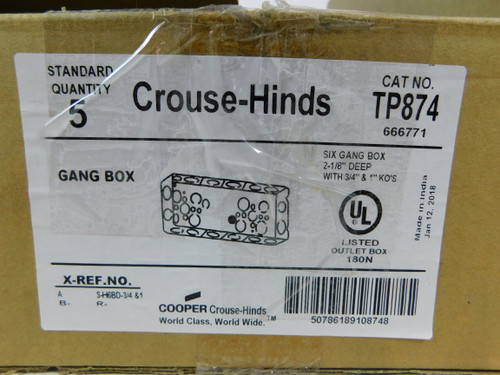 Crouse-Hinds TP874 Electrical Outlet Gang Box (Repackaged)
