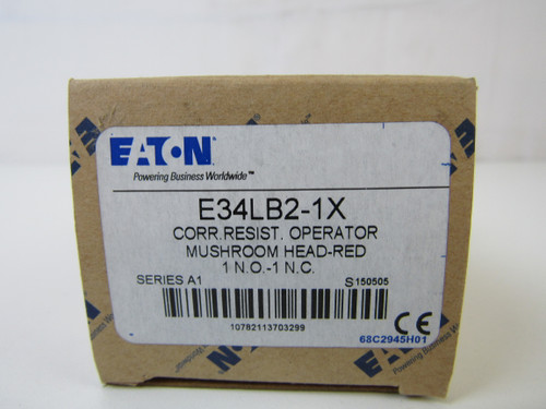 Eaton E34LB2-1X Pushbuttons Non-Illuminated 1NO 1NC Red NEMA 3/3R/4/4X/12/13 Mushroom Head