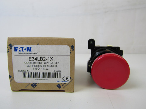 Eaton E34LB2-1X Pushbuttons Non-Illuminated 1NO 1NC Red NEMA 3/3R/4/4X/12/13 Mushroom Head