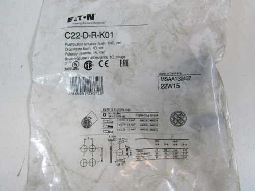 Eaton C22-D-R-K01 Pushbuttons