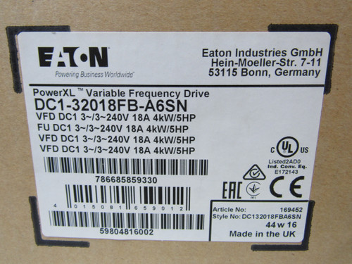 Eaton DC1-32018FB-A6SN Motor Drives/VFDs/Speed Controllers