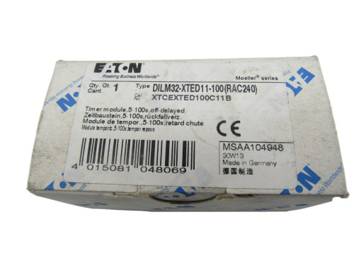 Eaton DILM32-XTED11-100RAC240 Timers and Time Switches 3A 240V 50/60Hz