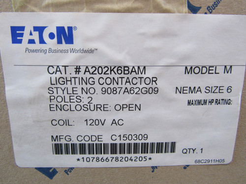 Eaton A202K6BAM Lighting Contactors Open 2P 400A 120V