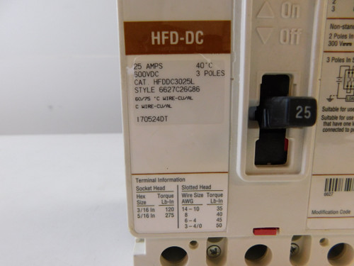 Eaton HFDDC3025L Molded Case Breakers (MCCBs)
