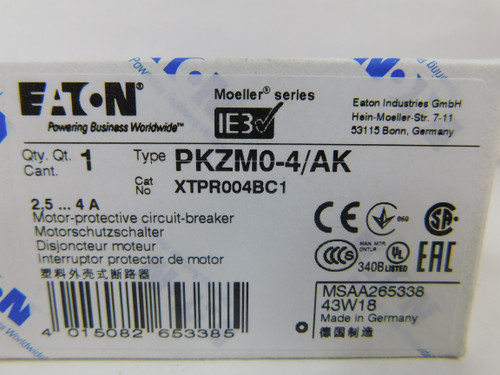 Eaton XTPR004BC1 Starter and Contactor Accessories
