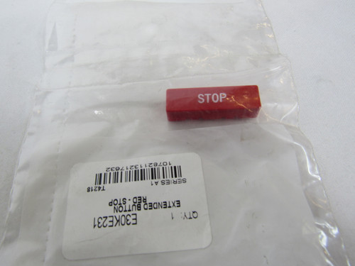 Eaton E30KE231 Pushbutton/Pilot Light/Selector Switch Accy Button Cap Red EA NEMA 3/3R/4/4X/12/13 Watertight/Oiltight STOP