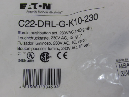 Eaton C22-DRL-G-K10-230 Pushbuttons