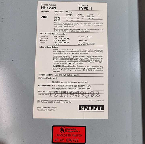 Murray HH424N Safety Switches