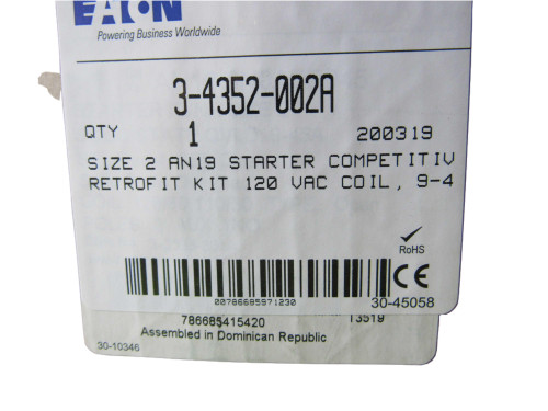 Eaton 3-4352-002A Combination Starters Competitive Retrofit Kit 45A 120V 50/60Hz