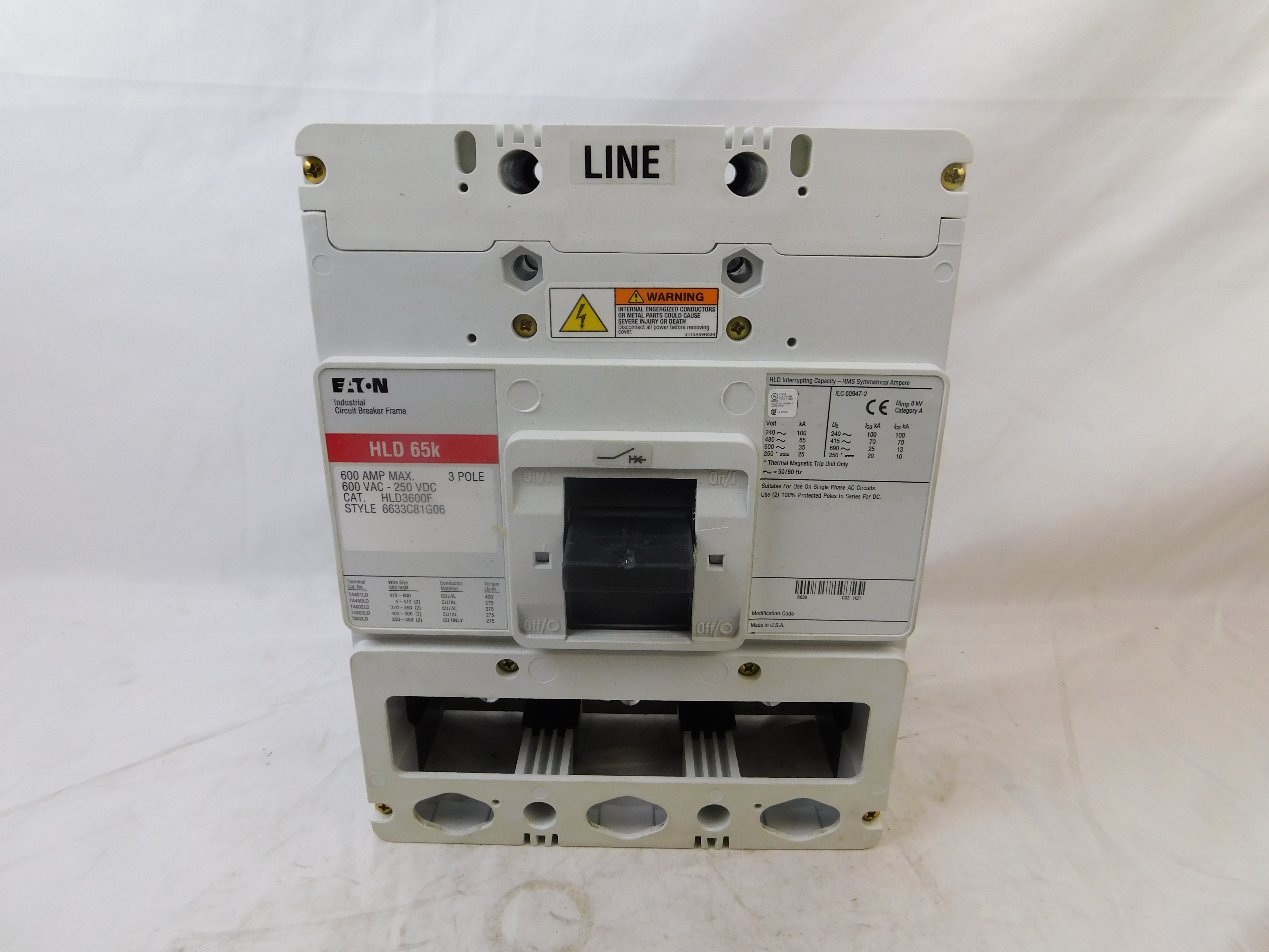 Eaton HLD3600F Molded Case Circuit Breaker Frame (Repackaged)