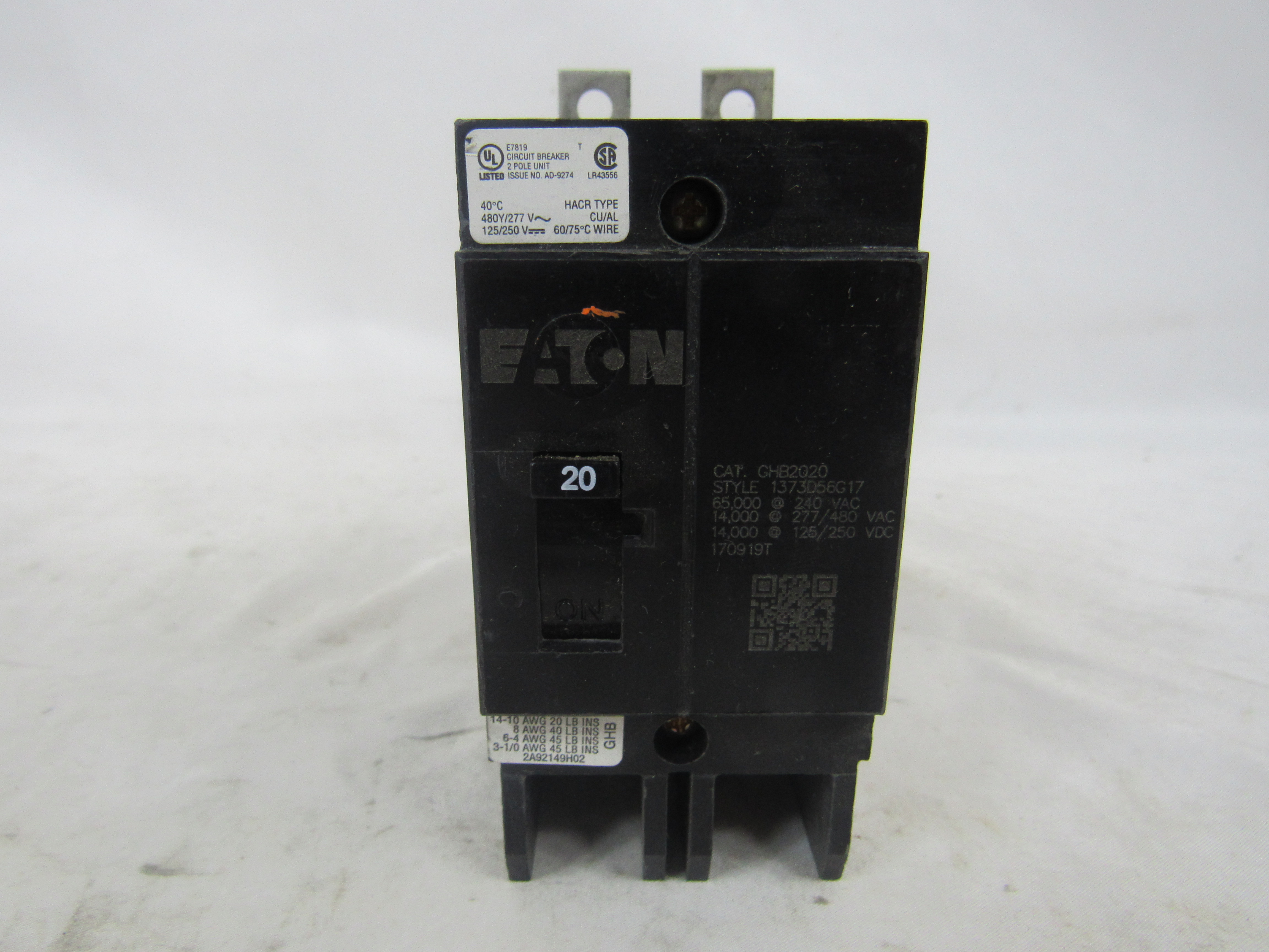 Eaton GHB2020 Molded Case Circuit Breaker (Repackaged)