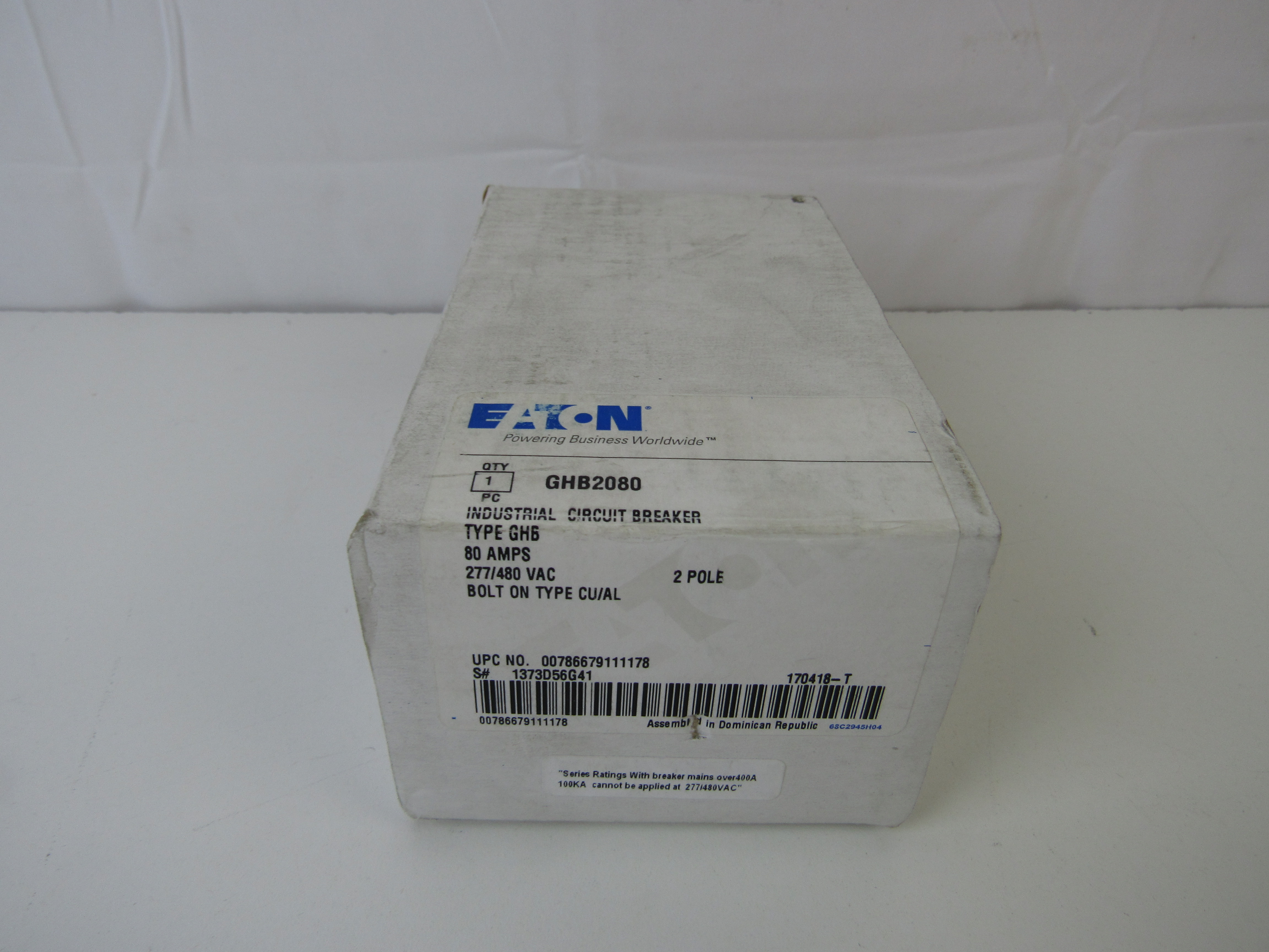 Eaton GHB2080 Non-Interchangeable Trip Circuit Breaker
