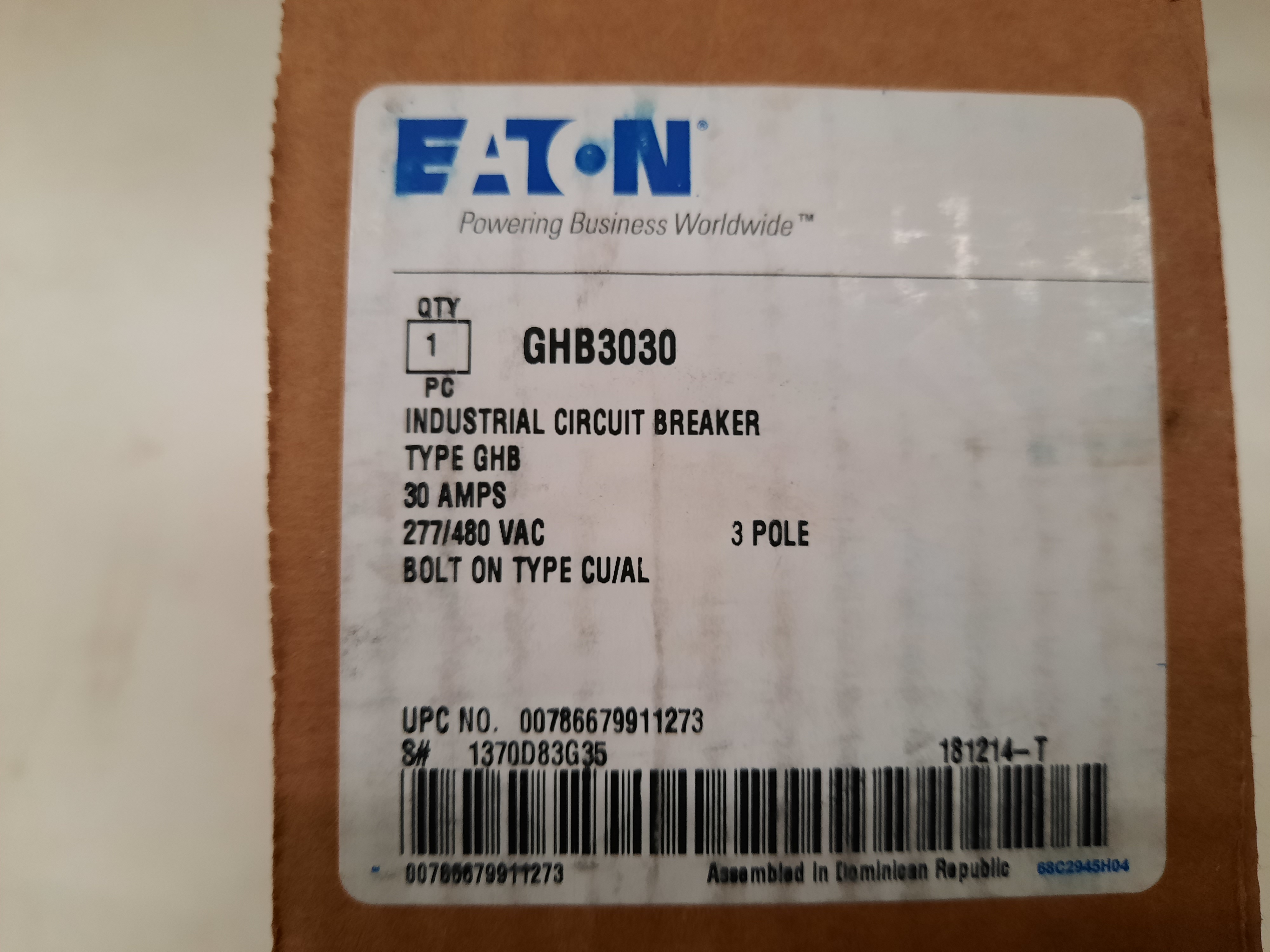 Eaton GHB3030 Molded Case Circuit Breaker