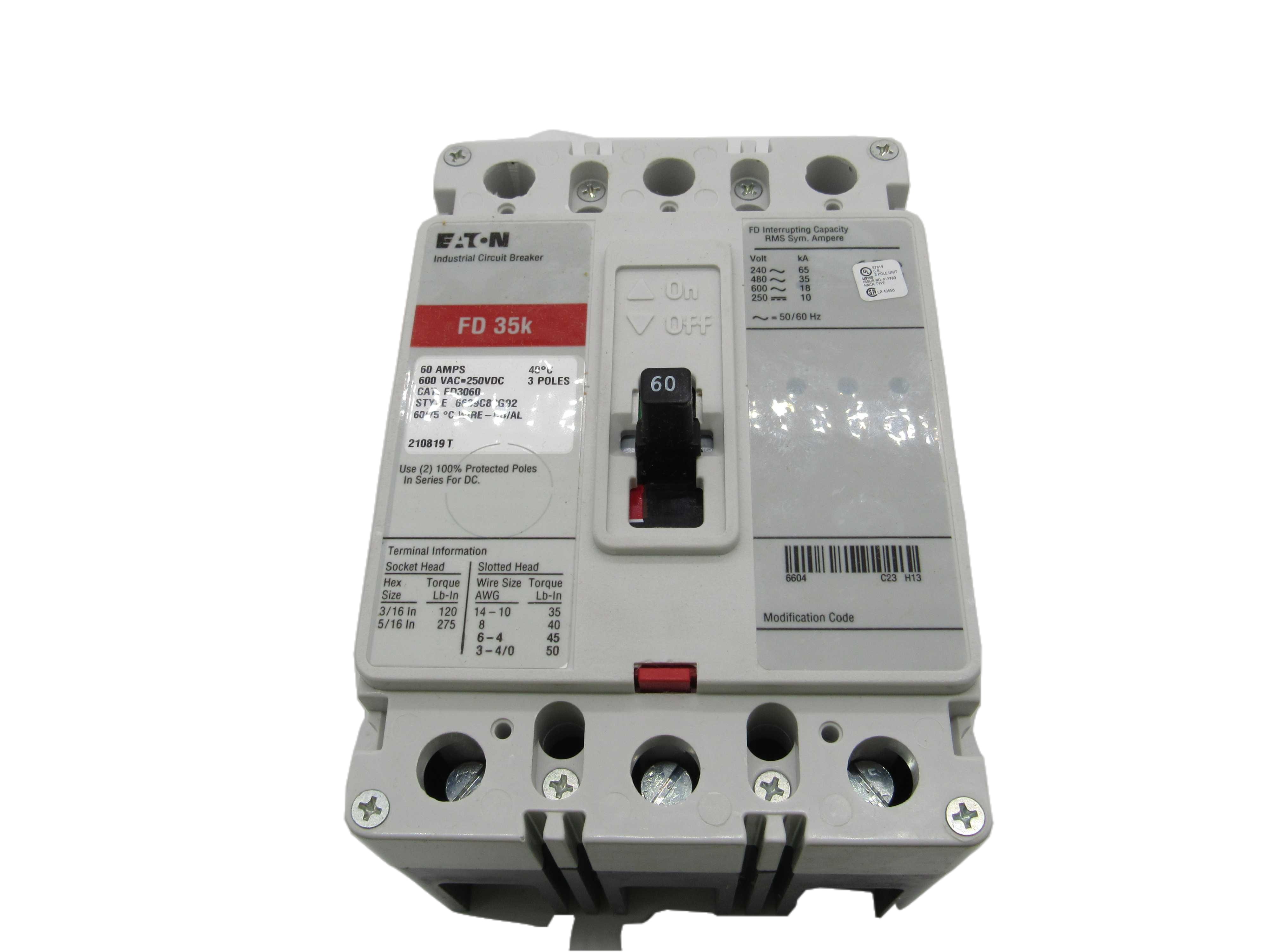 Eaton FD3060 Non-Interchangeable Trip Circuit Breaker