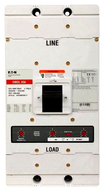 Eaton HMDL3800F Molded Case Circuit Breaker Frame (Damaged, For Parts or Repair)