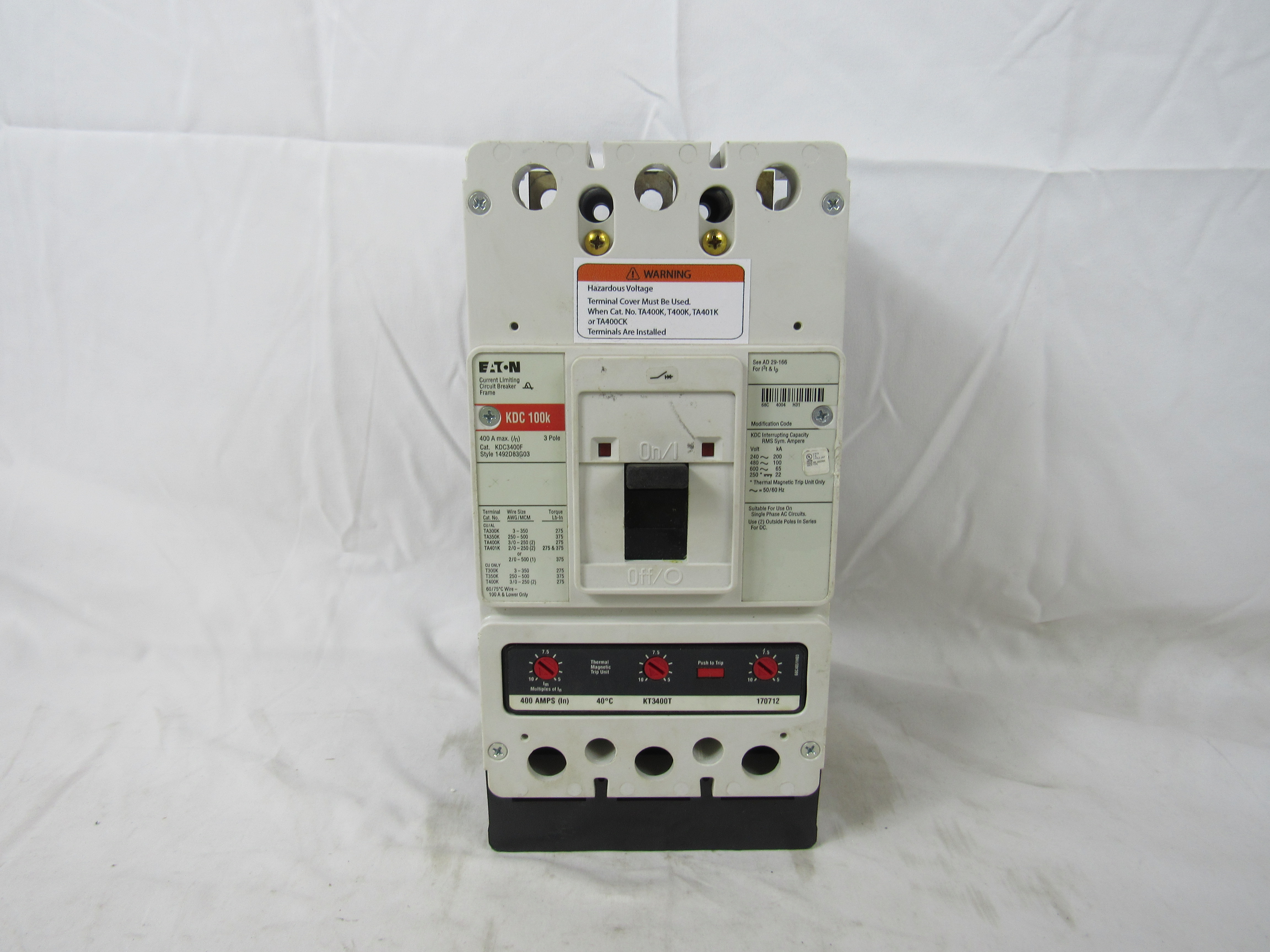 Eaton KDC3400 Interchangeable Trip Circuit Breaker (Used)