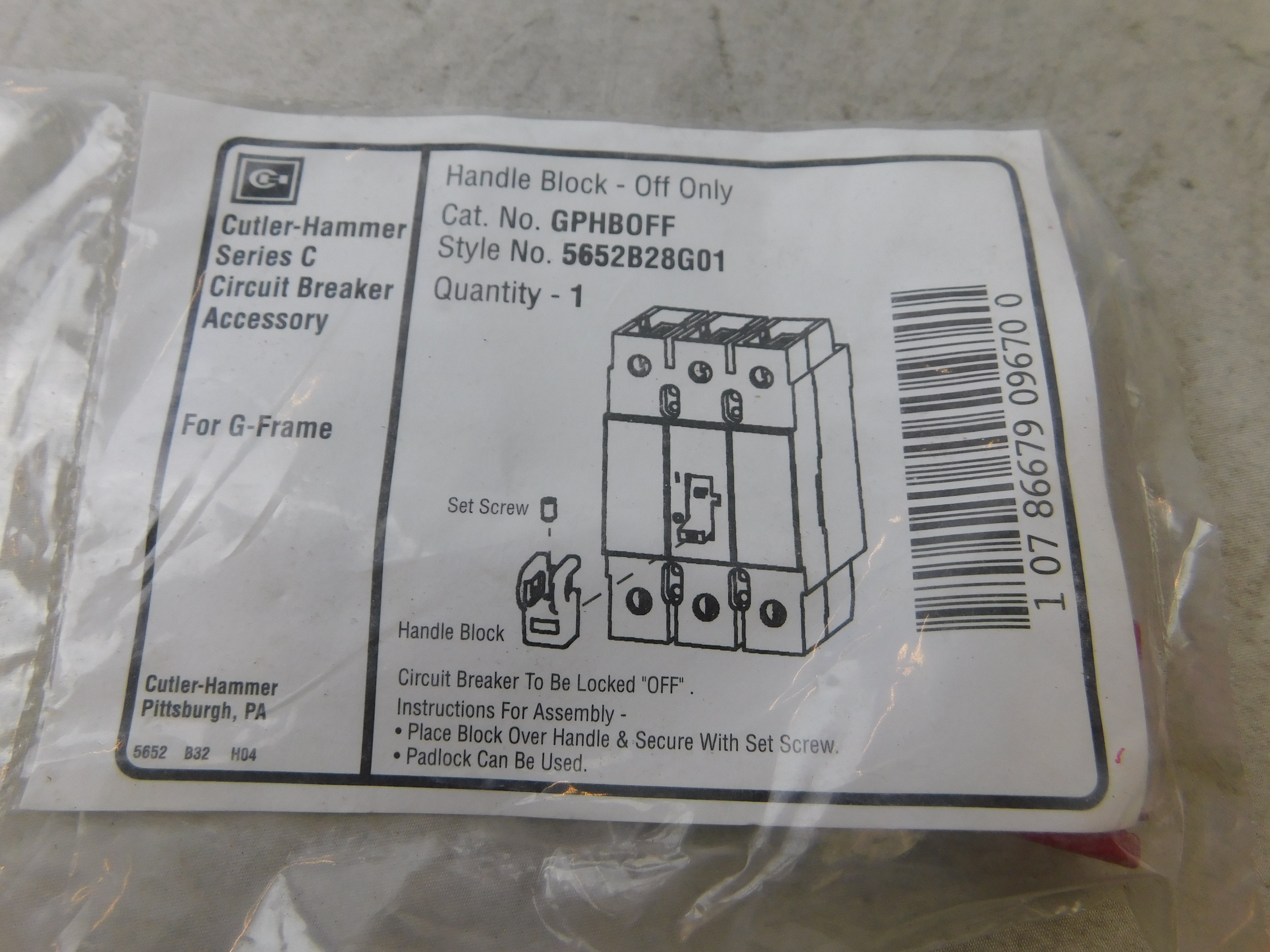 Eaton GPHBOFF Circuit Breaker Padlockable Handle Lock