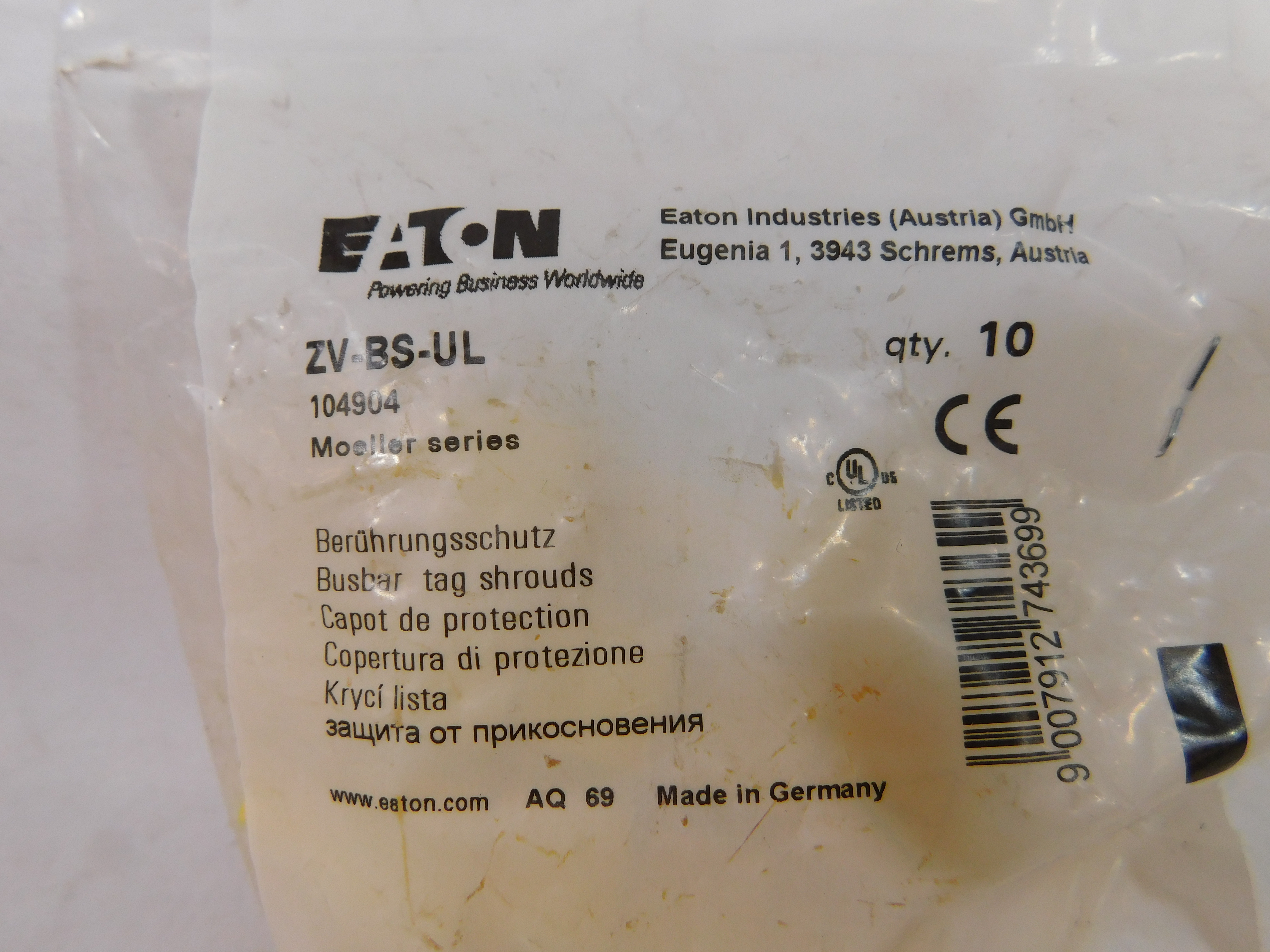 Eaton ZV-BS-UL Circuit Breaker Busbar Tag Shroud