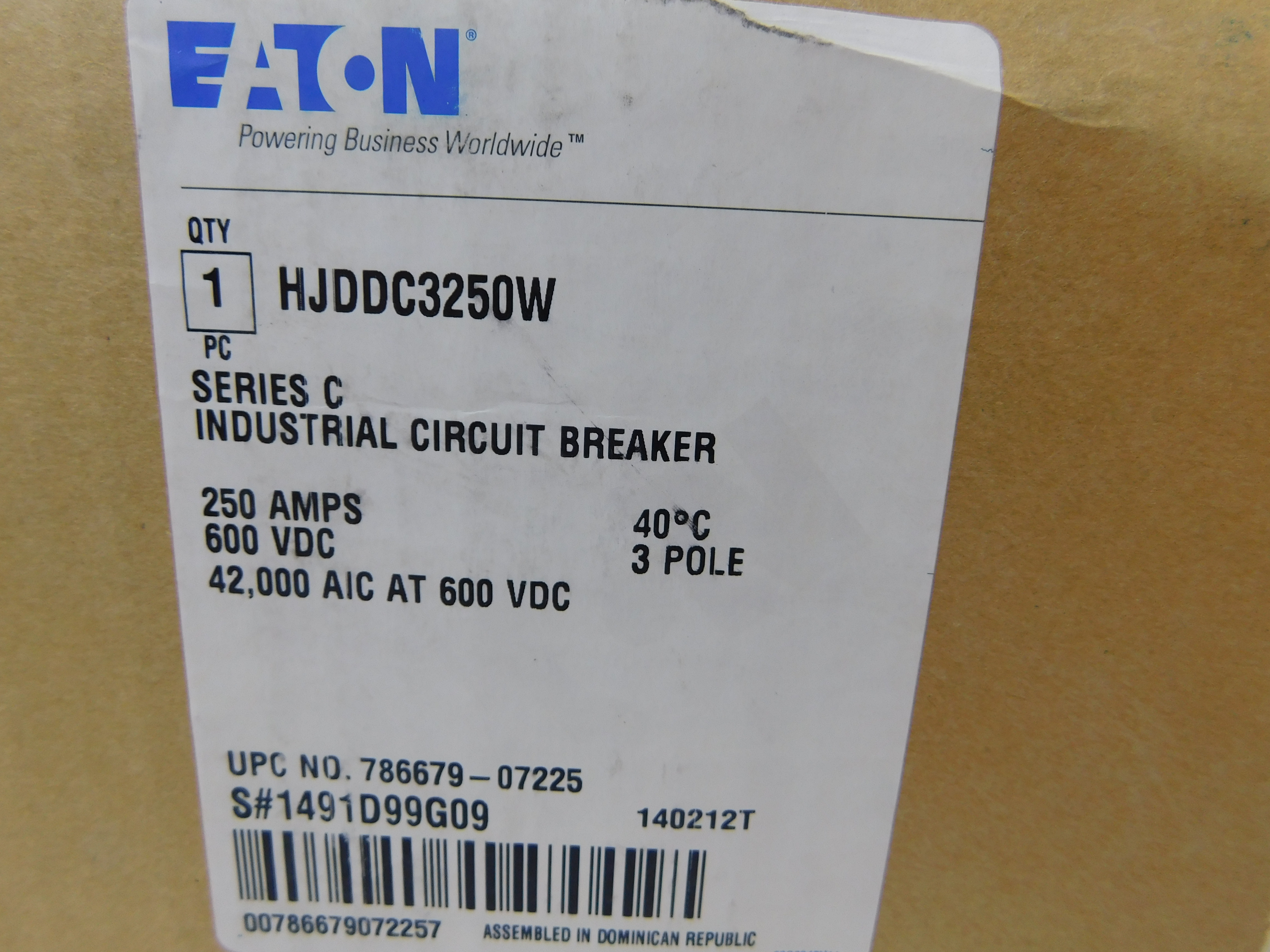 Eaton HJDDC3250W Molded Case Breakers MCCBs