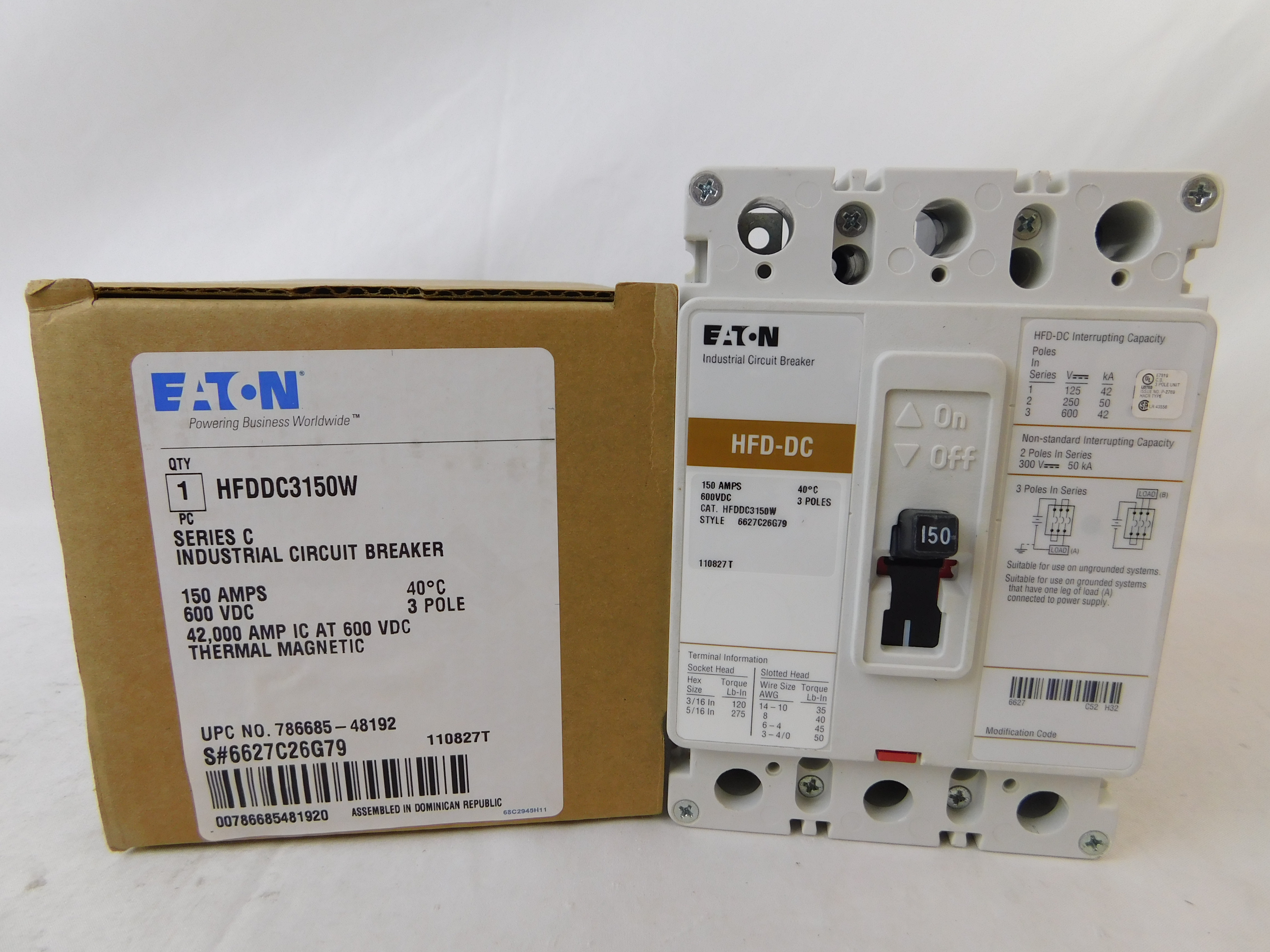 Eaton HFDDC3150W Molded Case Breakers MCCBs
