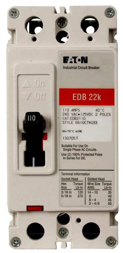 Eaton EDB2200 Non-Interchangeable Trip Circuit Breaker (Damaged, For Parts or Repair)
