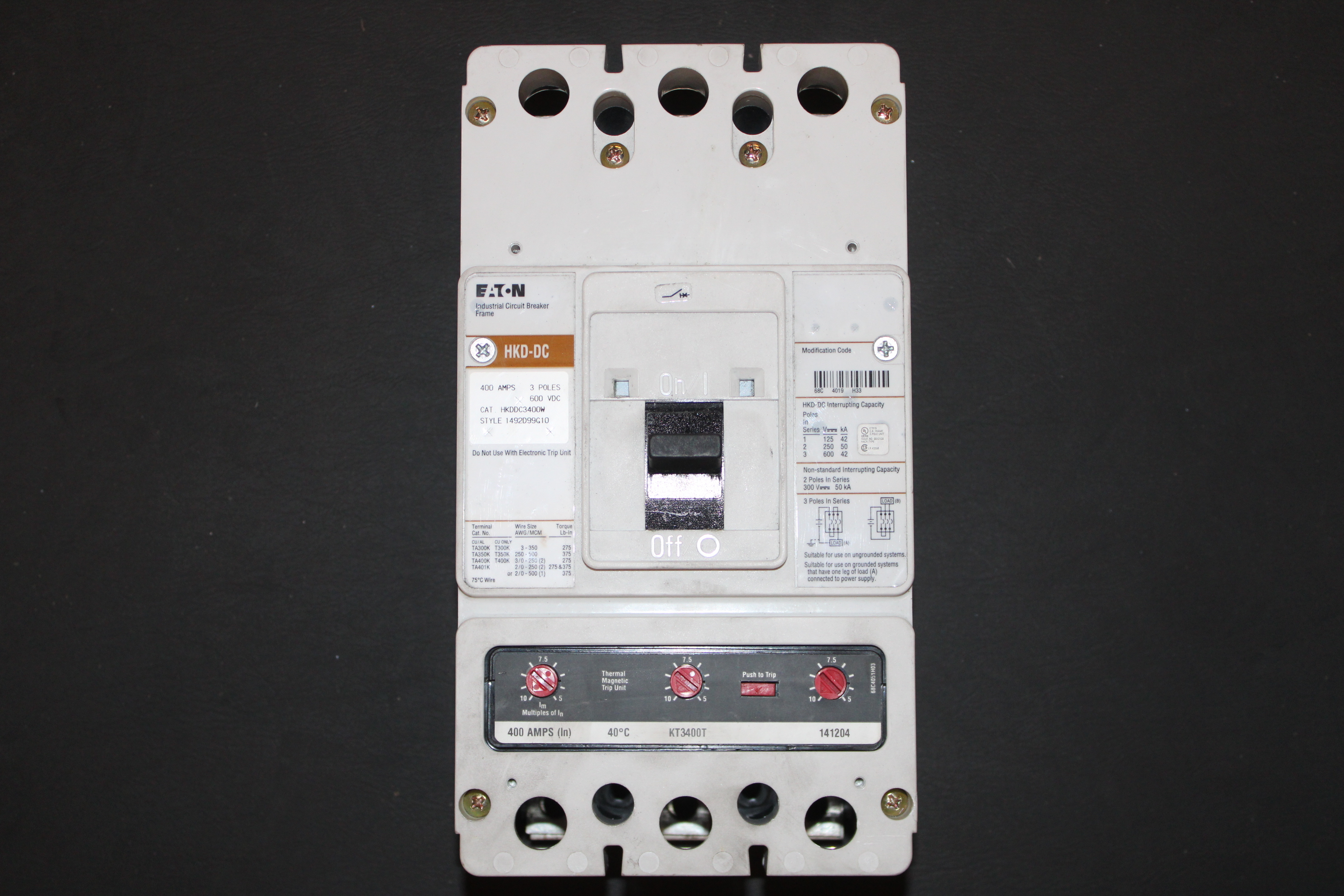Eaton HKDDC3400W Molded Case Breakers MCCBs (Repackaged)