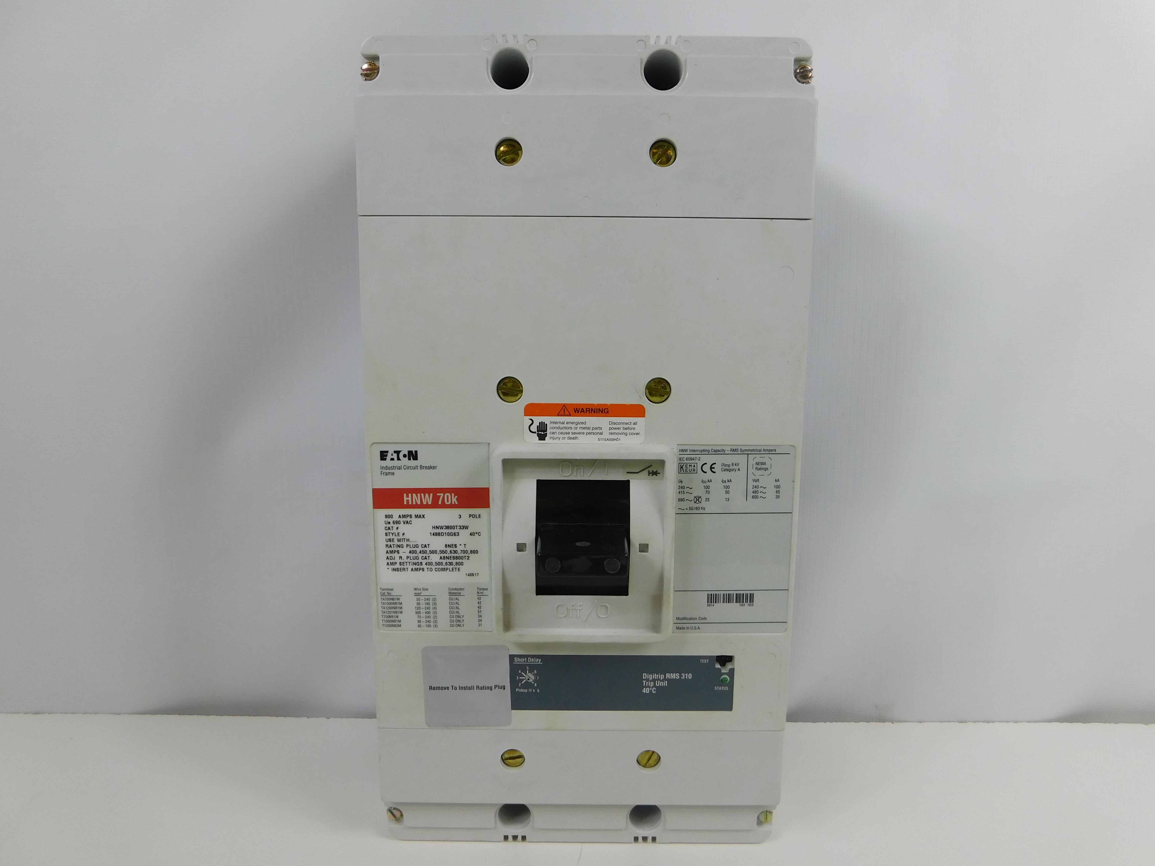 Eaton HNW3800T33W Molded Case Breakers MCCBs