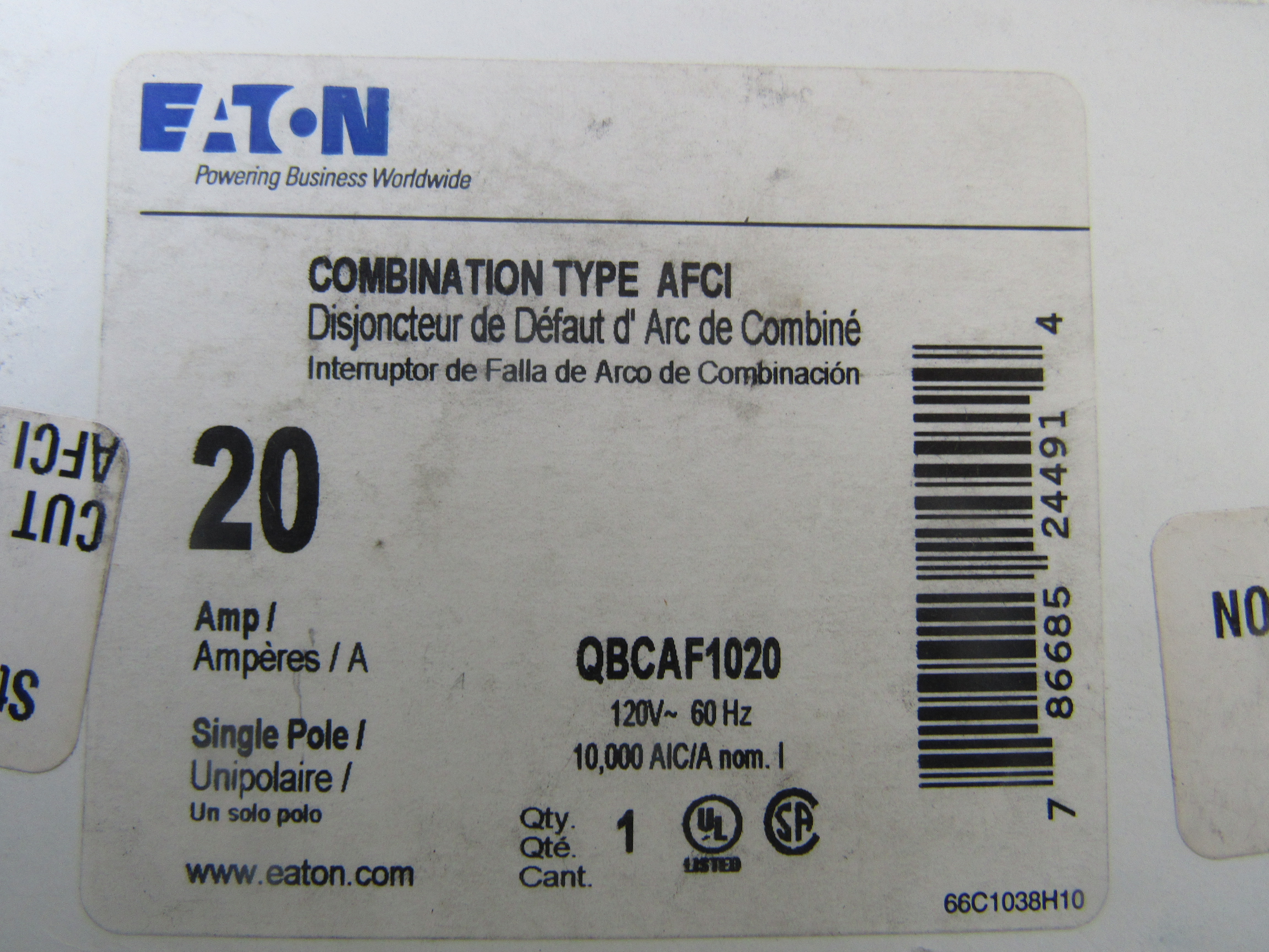 Eaton QBCAF1020 Arc Fault Circuit Breaker