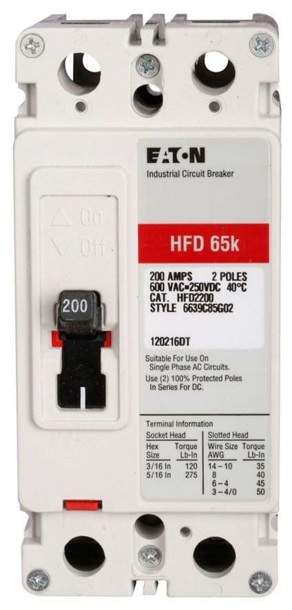 Eaton HFD2070 Non-Interchangeable Trip Circuit Breaker (Used)
