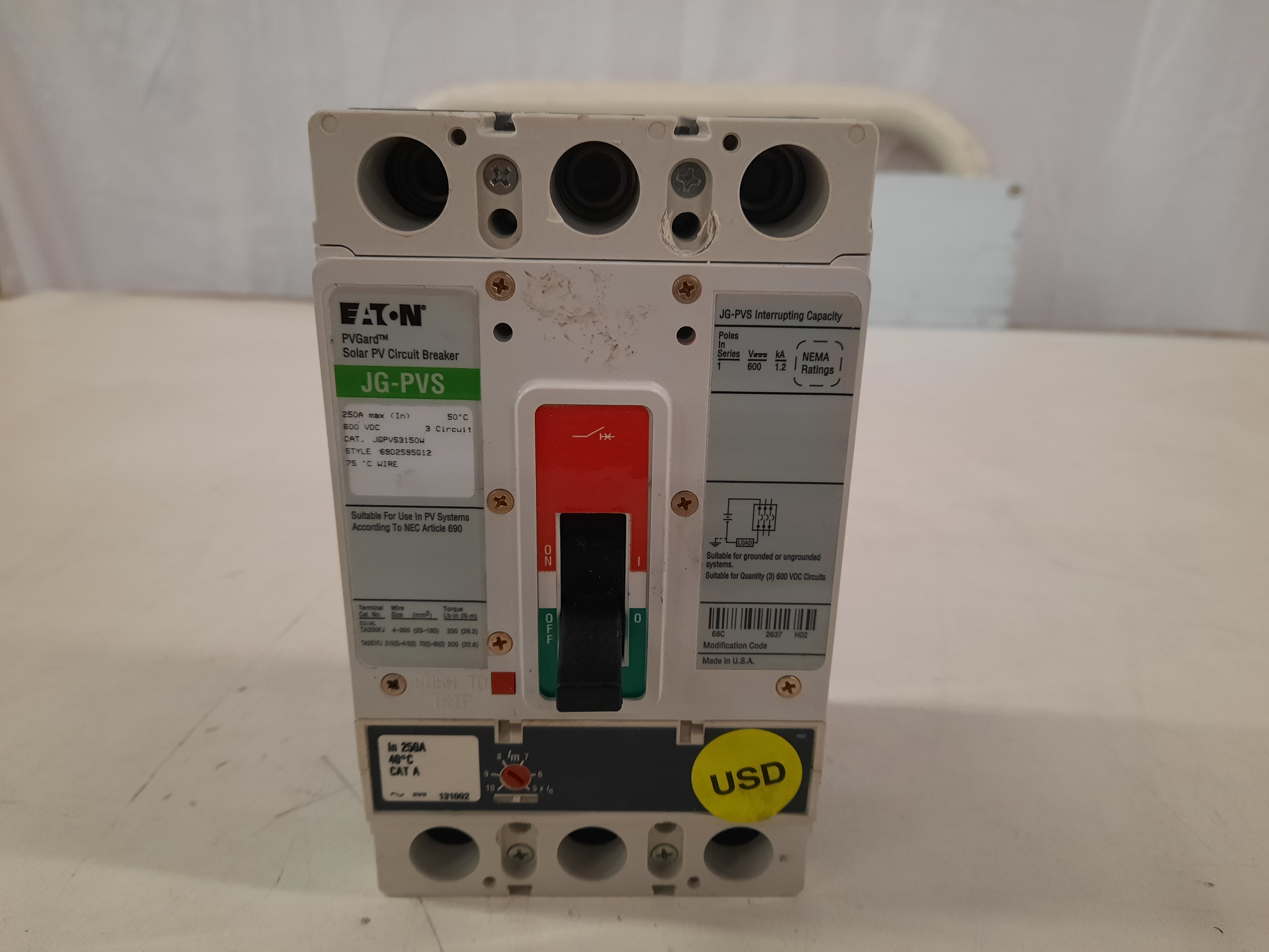 Eaton JGPVS3250W Molded Case Breakers MCCBs (Used)