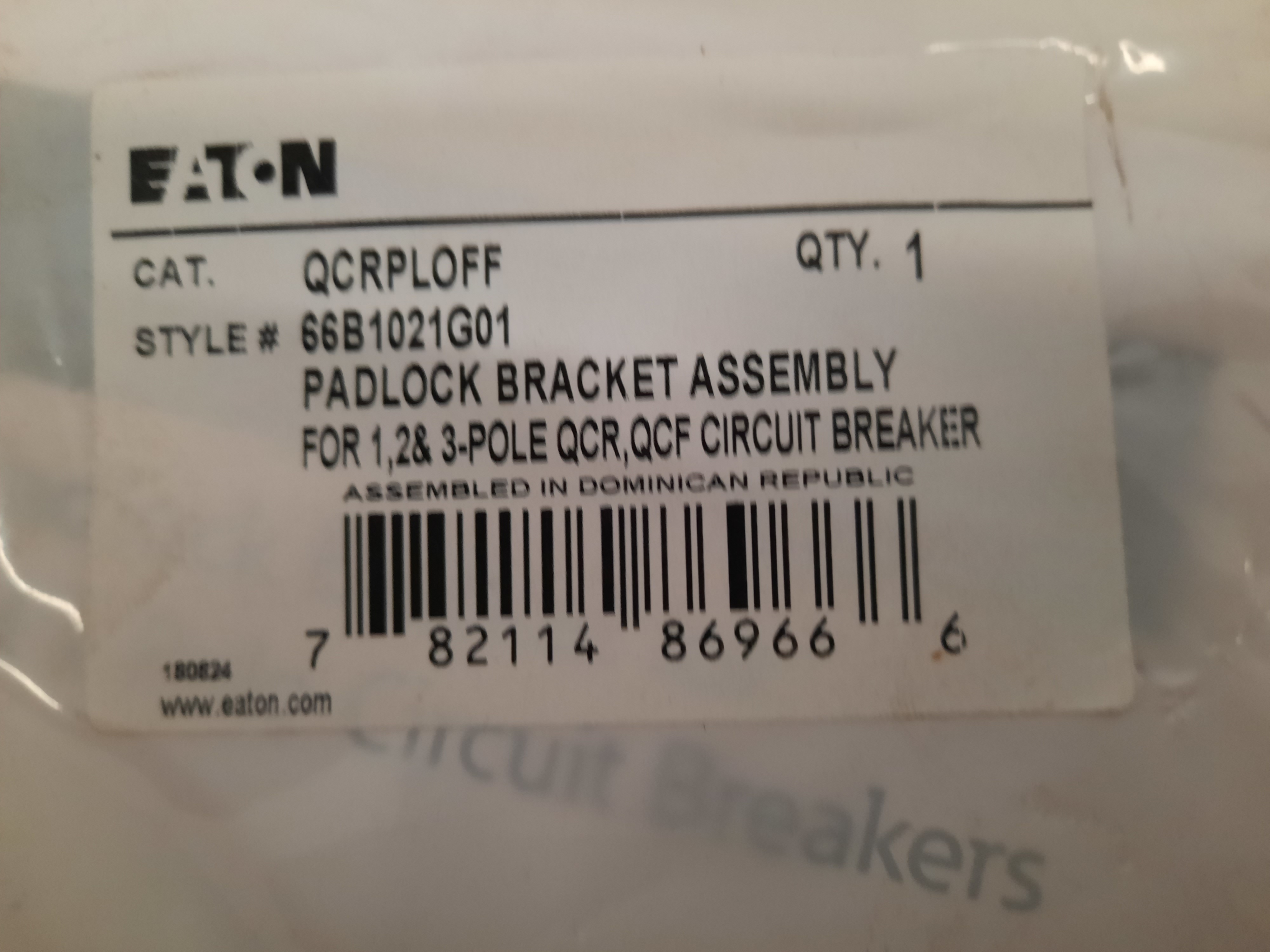Eaton QCRPLOFF Circuit Breaker Padlock Bracket