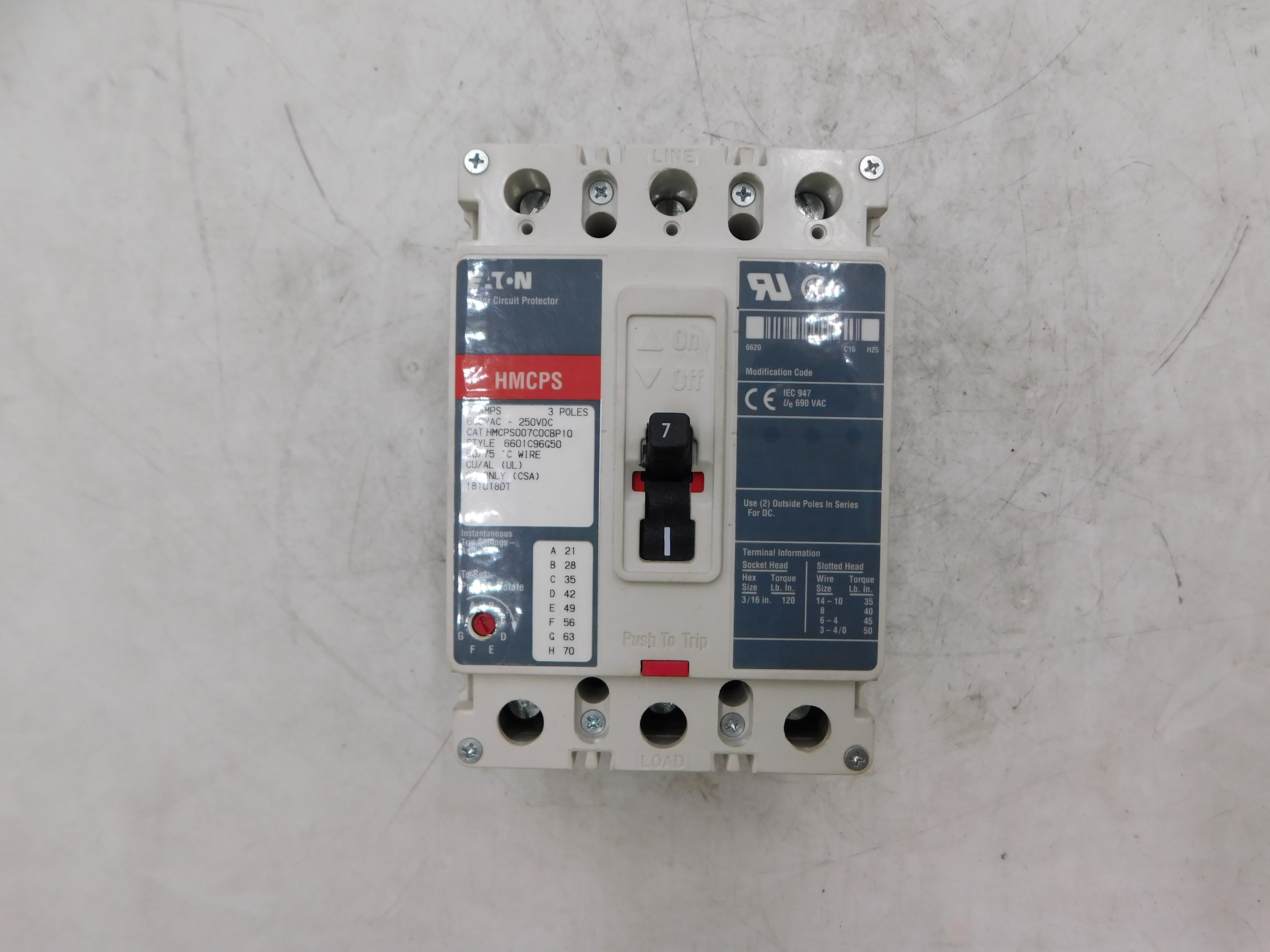 Eaton HMCPS007C0C Motor Circuit Protector (Repackaged)