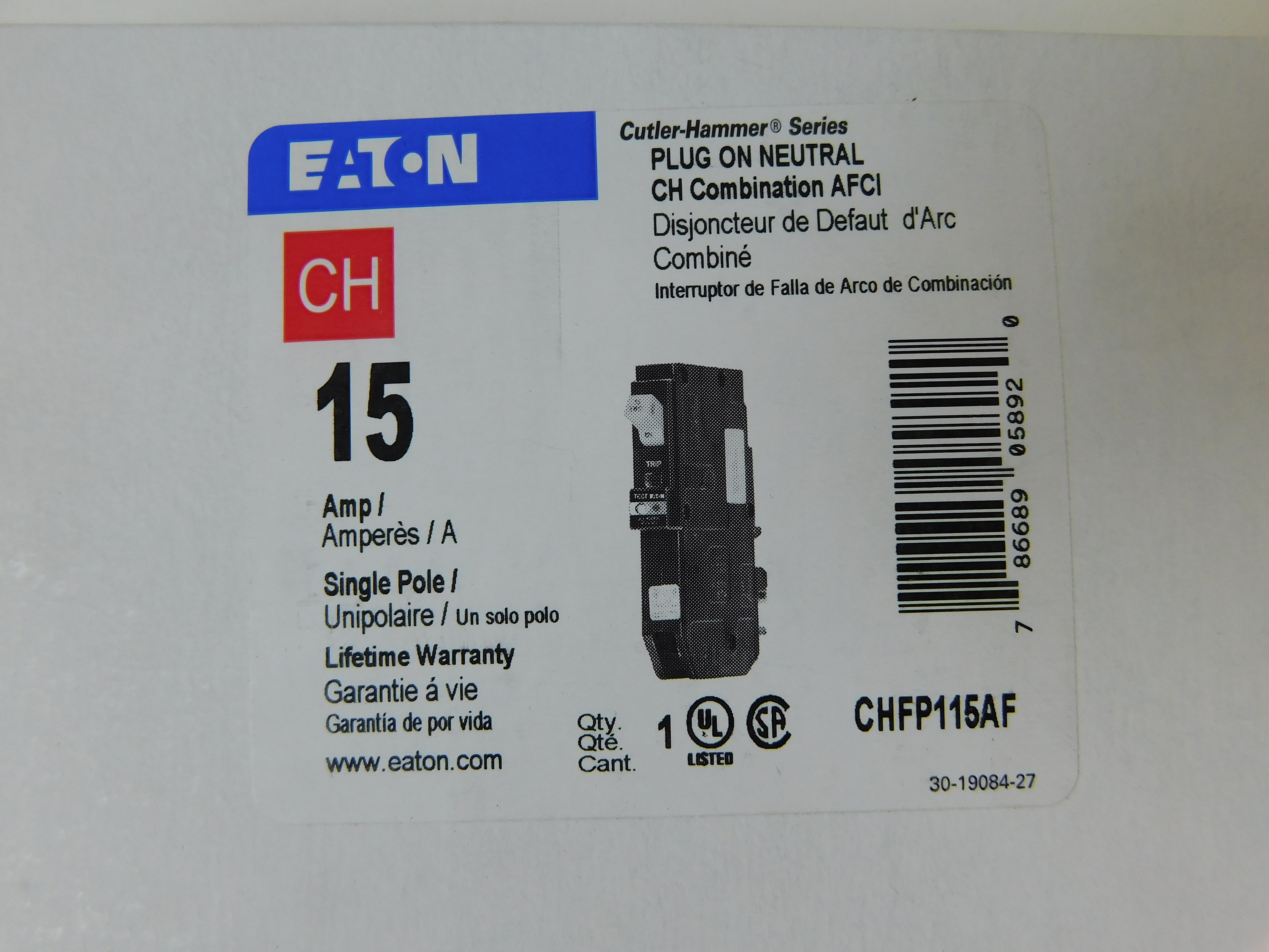 Eaton CHFP115AF Arc Fault Circuit Breaker