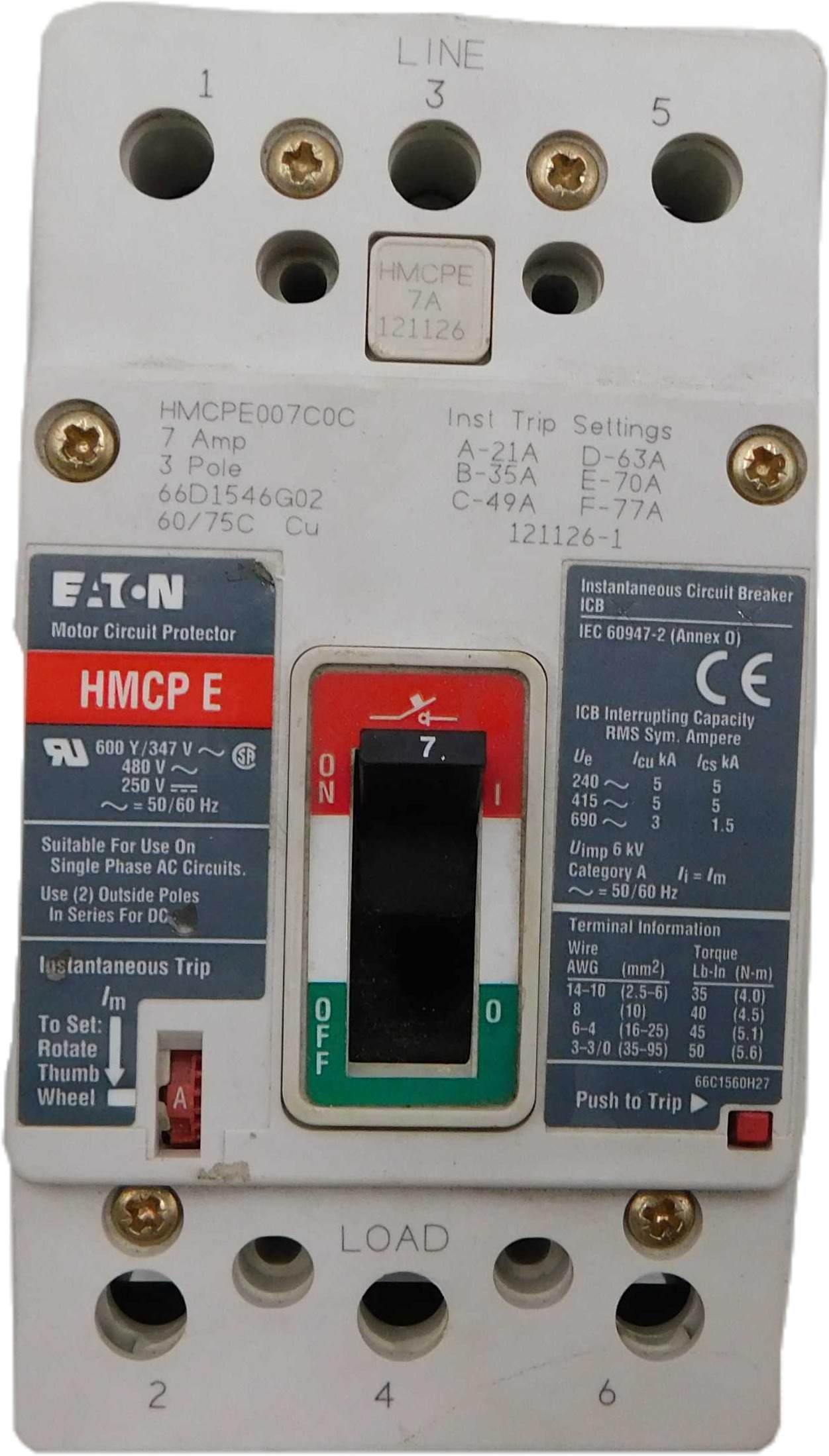 Eaton HMCPE007C0C Motor Circuit Protector (Repackaged)