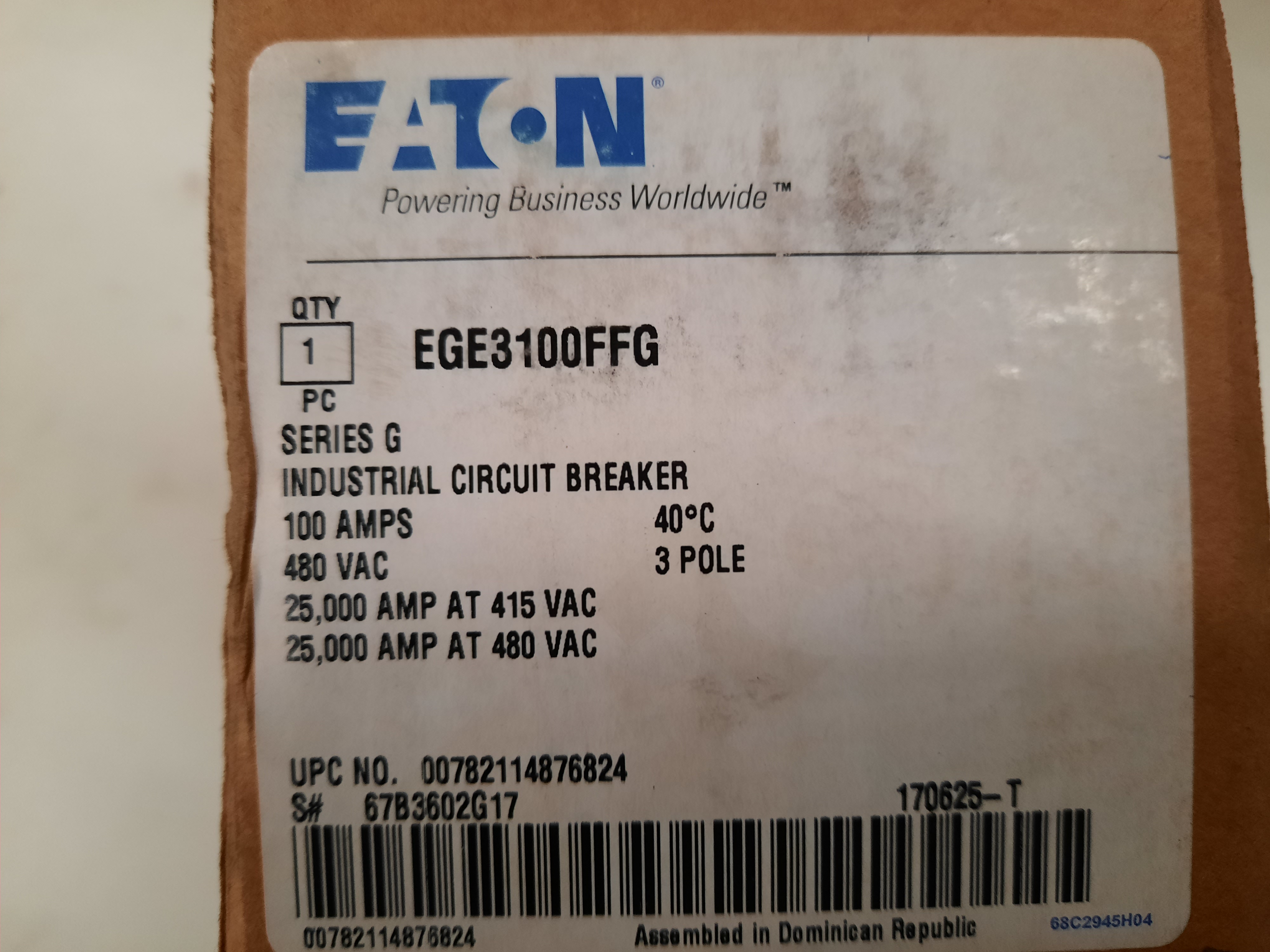 Eaton EGE3100FFG Molded Case Breakers (MCCBs) Eaton EGE3100FFG Molded Case Breakers (MCCBs)