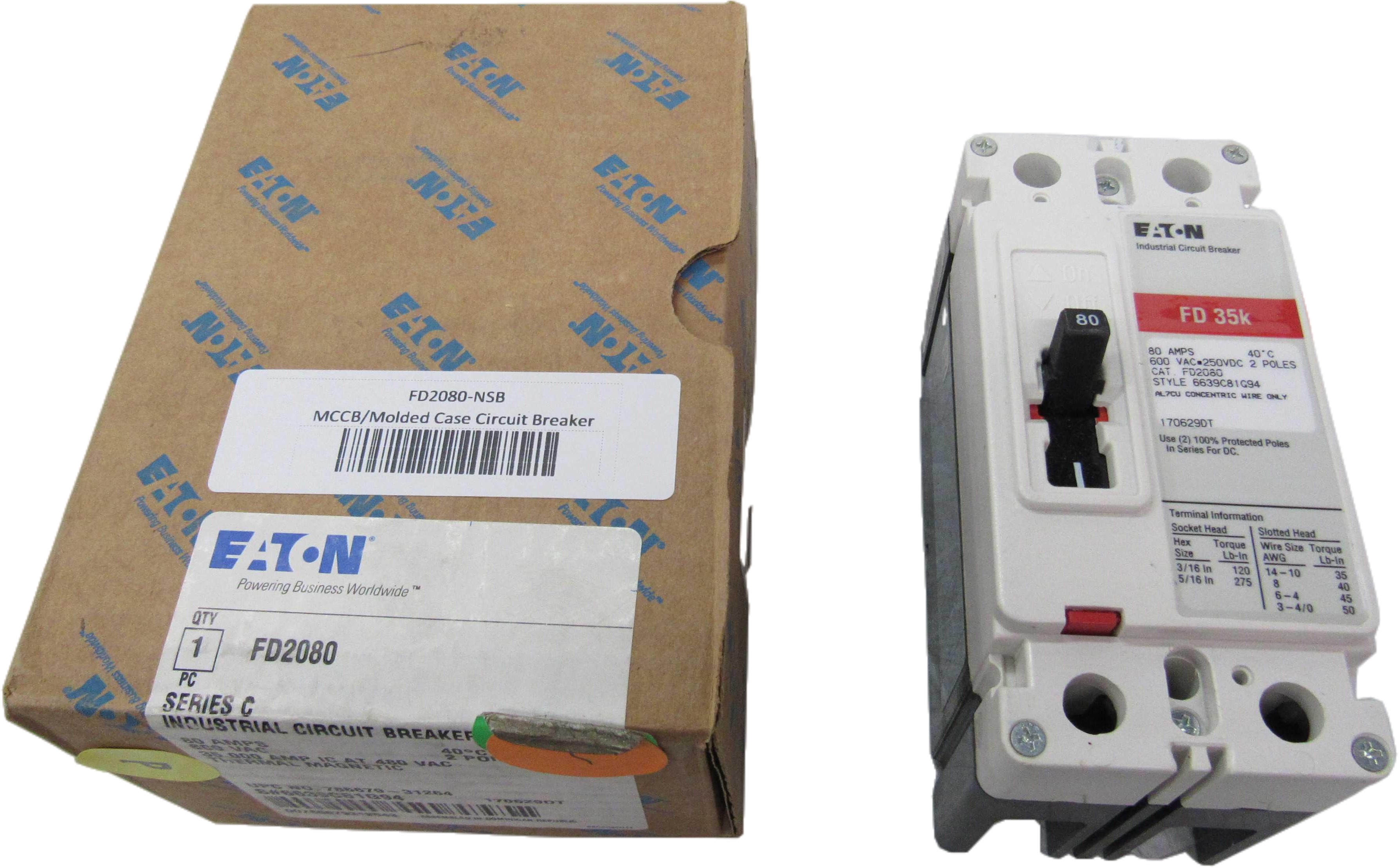 Eaton FD2080 Non-Interchangeable Trip Circuit Breaker