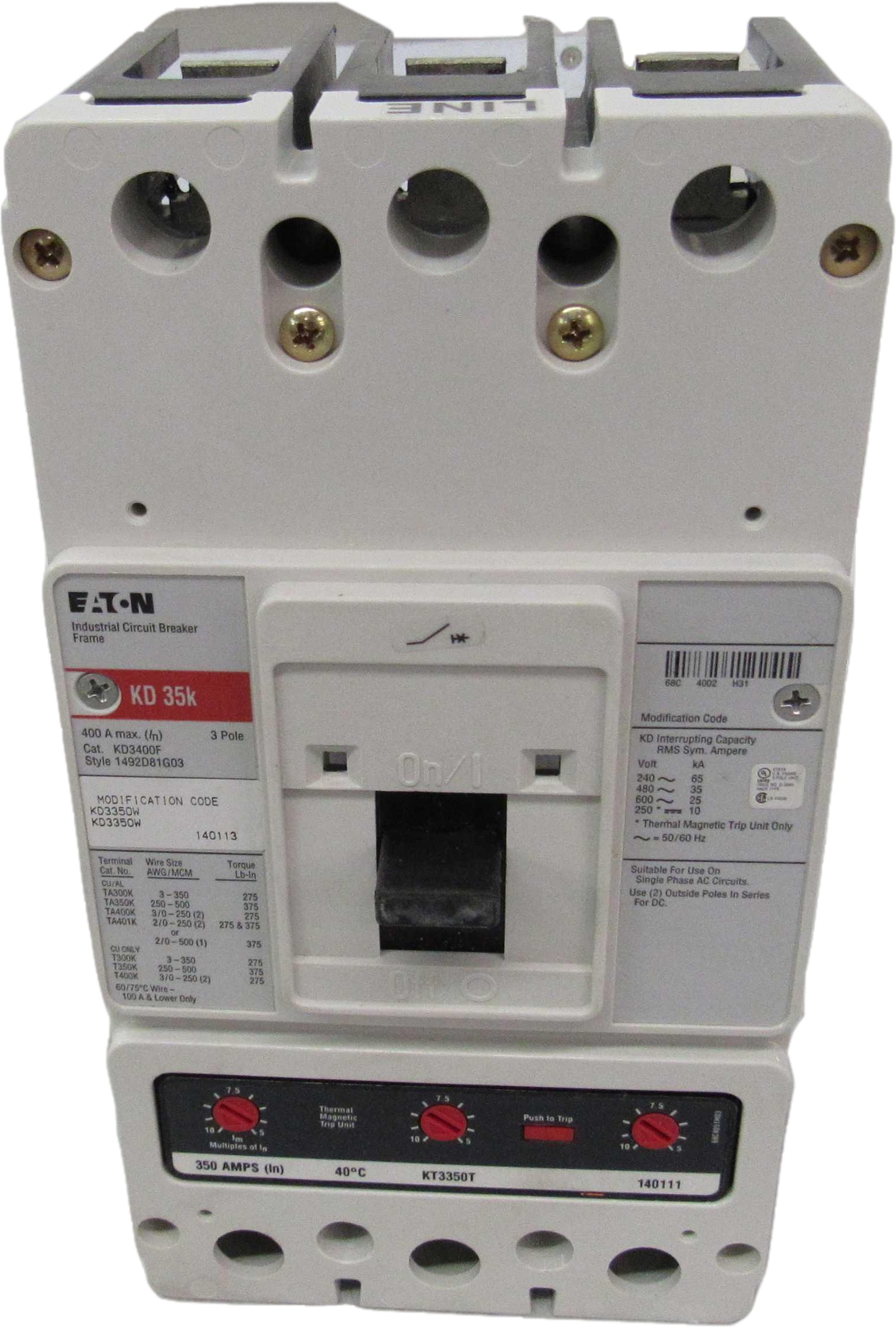 Eaton KD3350W Molded Case Breakers MCCBs