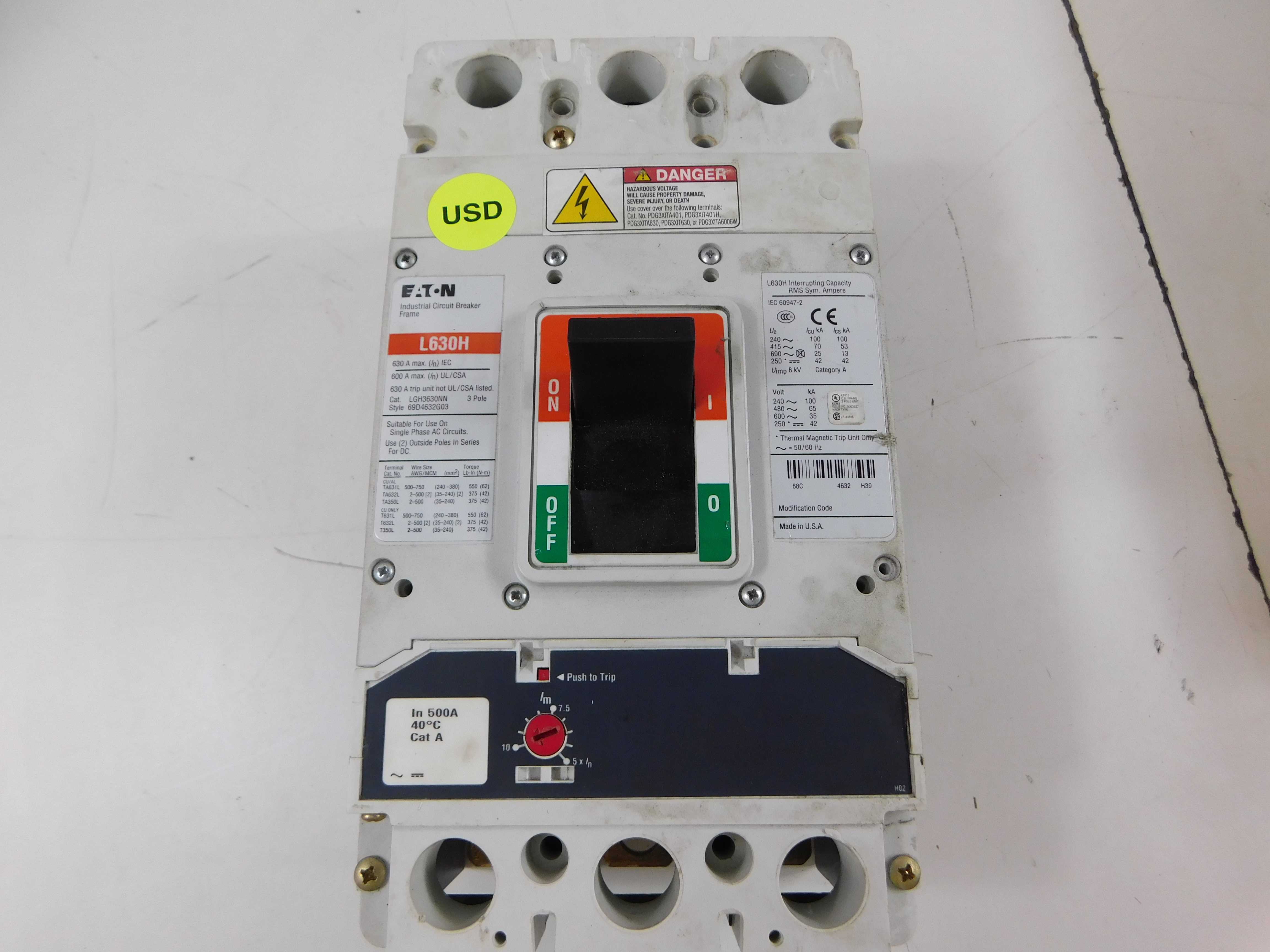 Eaton LGH3500FAG Non-Interchangeable Trip Circuit Breaker (Used)