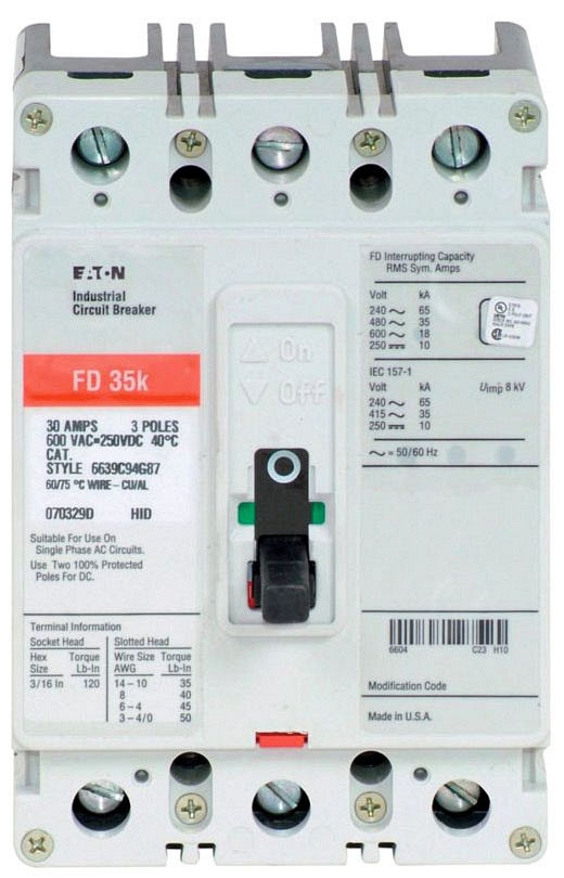 Eaton FD3200 Non-Interchangeable Trip Circuit Breaker (Damaged, For Parts or Repair)