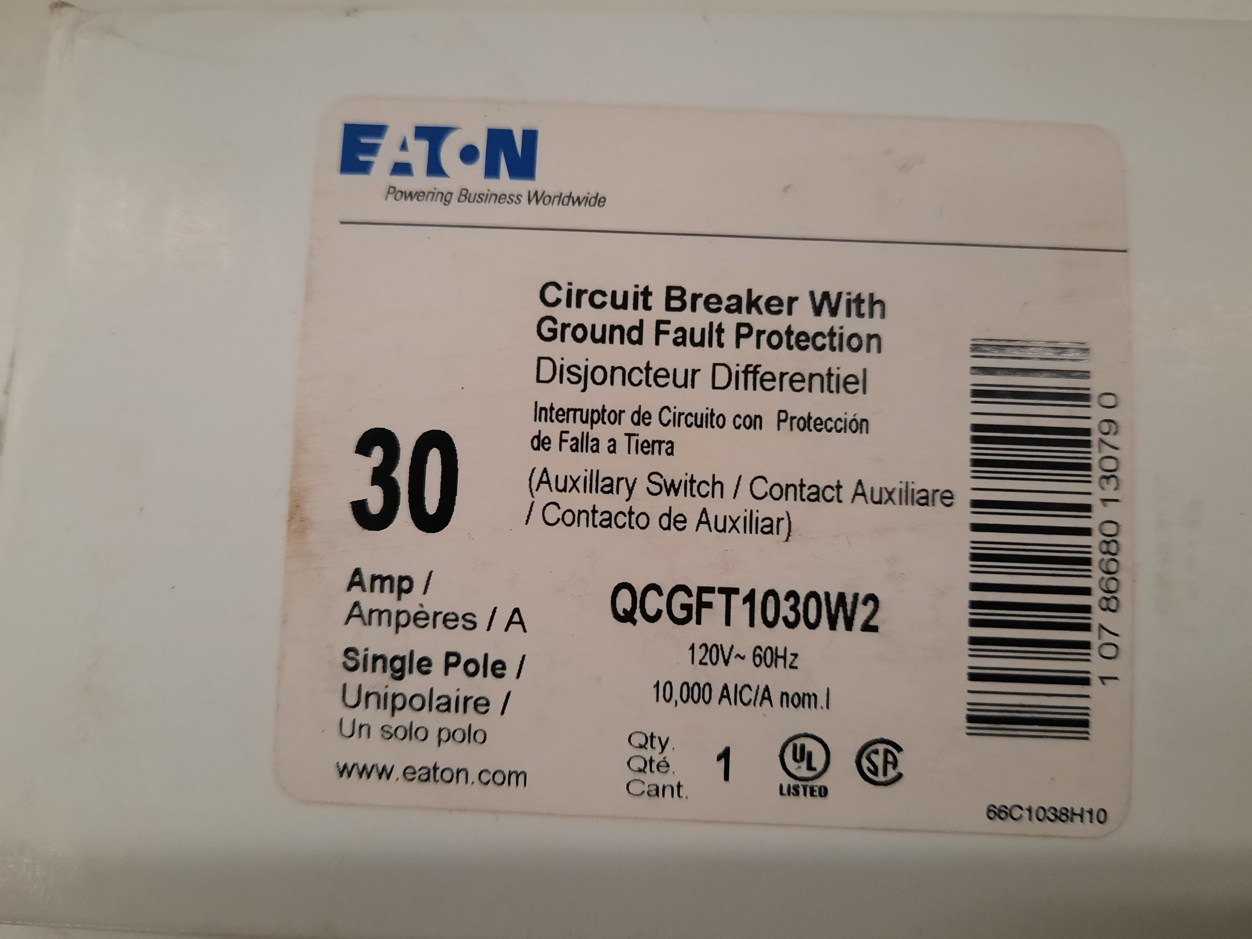 Eaton QCGFT1030W2 Miniature Circuit Breakers MCBs