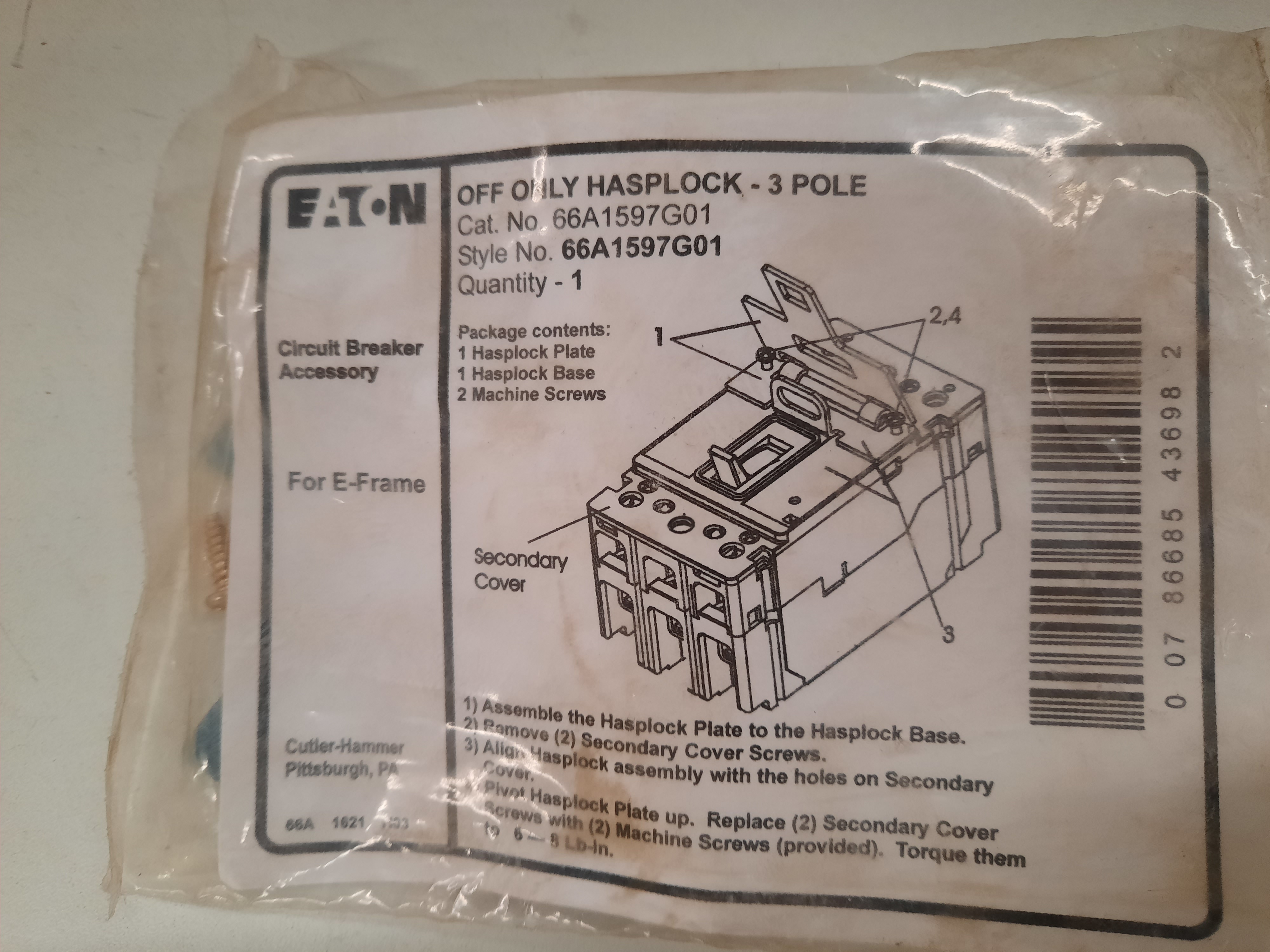 Eaton 66A1597G01 Circuit Breaker Accessories Eaton 66A1597G01 Circuit Breaker Accessories