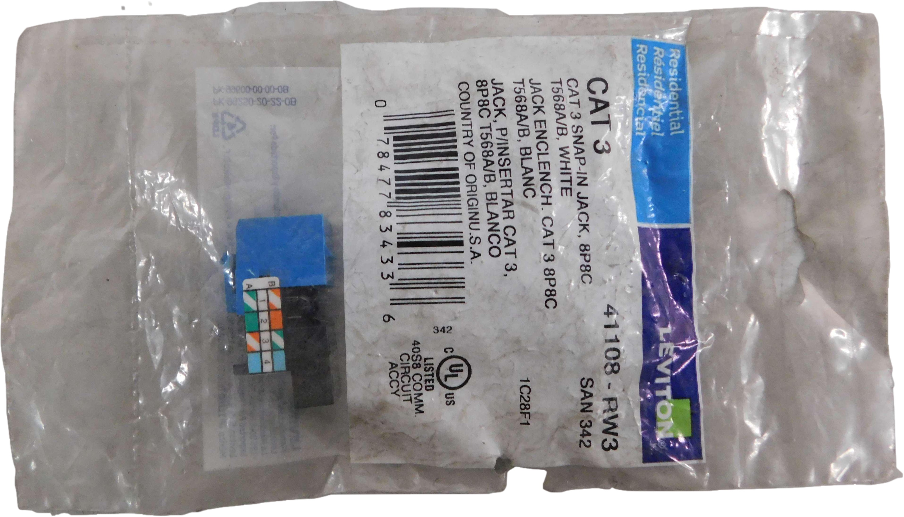 Leviton Manufacturing 41108-RW3 Modular UTP Jack